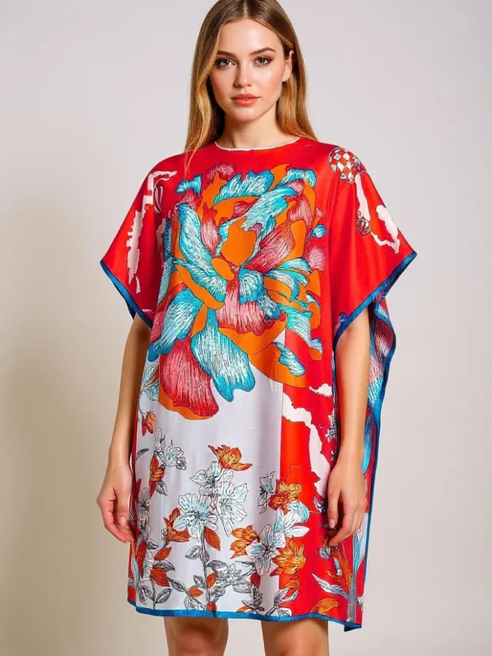 Narzutka Plażowa|Bluzki / Koszule / Koszulki^Royalfashion Sukienka pareo do kolan Calista – wielokolorowa elegancja Wielokolorowe