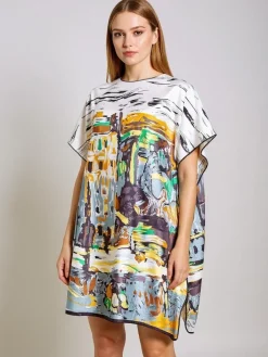 Narzutka Plażowa|Bluzki / Koszule / Koszulki^Royalfashion Sukienka pareo Kalypso , wielokolorowa do kolan, uniwersalna Wielokolorowe