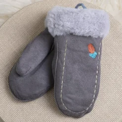 Rękawiczki^Royalfashion Szare dziecięce rękawiczki na sznurku i z jednym palcem - Rękawiczki gołębi szary