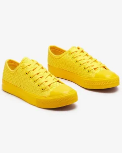 Trampki|Ocieplane^Royalfashion Żółte damskie trampki Aklina - Obuwie żółty