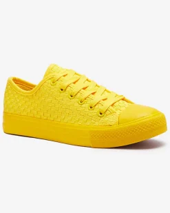 Trampki|Ocieplane^Royalfashion Żółte damskie trampki Aklina - Obuwie żółty