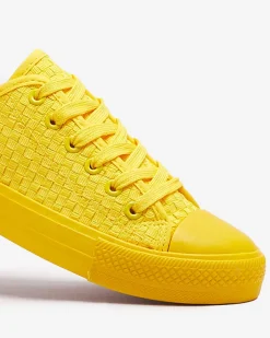 Trampki|Ocieplane^Royalfashion Żółte damskie trampki Aklina - Obuwie żółty