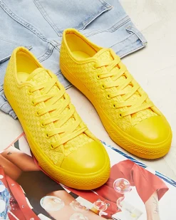 Trampki|Ocieplane^Royalfashion Żółte damskie trampki Aklina - Obuwie żółty