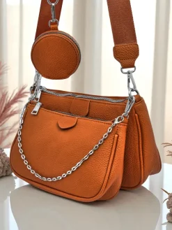 Małe Torebki^Royalfashion Torebka damska Calista skóra ekologiczna 3w1 modny zestaw Camel