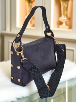 Małe Torebki^Royalfashion Torebka Damska Melia Cielo – Granatowa Skóra Ekologiczna z Motywem Pszczoły niebieski