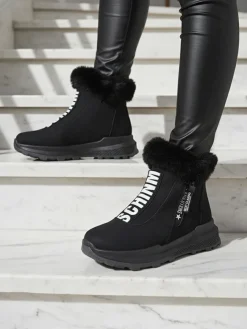 Botki Z Delikatnym Ociepleniem|Botki Na Płaskim Obcasie^Royalfashion Valentina Czarne Botki Z Futerkiem czarny