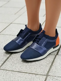 Sneakersy^Royalfashion Vittoria Granatowe Obuwie Damskie z Ekologicznej Skóry Granatowy