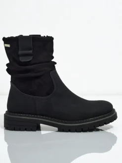 Botki Z Delikatnym Ociepleniem|Botki Na Płaskim Obcasie^Royalfashion Wyższe botki damskie eko zamszowe Liora czarny