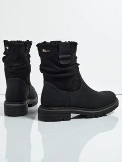 Botki Z Delikatnym Ociepleniem|Botki Na Płaskim Obcasie^Royalfashion Wyższe botki damskie eko zamszowe Liora czarny