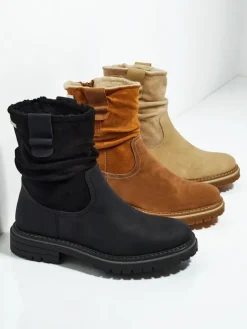 Botki Z Delikatnym Ociepleniem|Botki Na Płaskim Obcasie^Royalfashion Wyższe botki damskie eko zamszowe Liora czarny