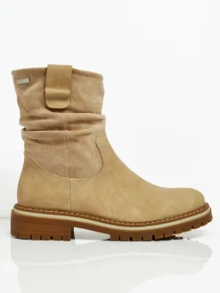 Botki Z Delikatnym Ociepleniem|Botki Na Płaskim Obcasie^Royalfashion Wyższe botki damskie eko zamszowe Liora beżowy