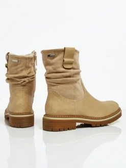 Botki Z Delikatnym Ociepleniem|Botki Na Płaskim Obcasie^Royalfashion Wyższe botki damskie eko zamszowe Liora beżowy