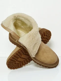 Botki Z Delikatnym Ociepleniem|Botki Na Płaskim Obcasie^Royalfashion Wyższe botki damskie eko zamszowe Liora beżowy