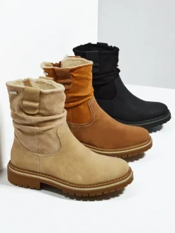 Botki Z Delikatnym Ociepleniem|Botki Na Płaskim Obcasie^Royalfashion Wyższe botki damskie eko zamszowe Liora beżowy