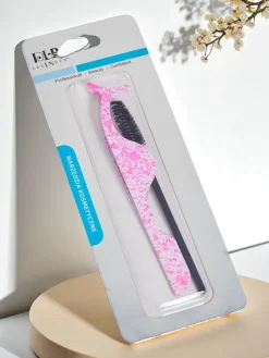 Oczy^Royalfashion Zestaw do stylizacji rzęs- pęseta do sztucznych rzęs i szczoteczka Fuksjowy