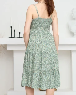 Sukienki Letnie|Sukienki Krótkie^Royalfashion Zielona krótka sukienka w drobny kwiatowy wzór - Odzież zielony