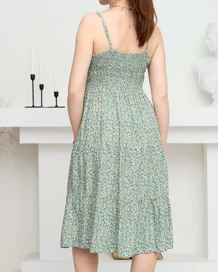 Sukienki Letnie|Sukienki Krótkie^Royalfashion Zielona krótka sukienka w drobny kwiatowy wzór - Odzież zielony