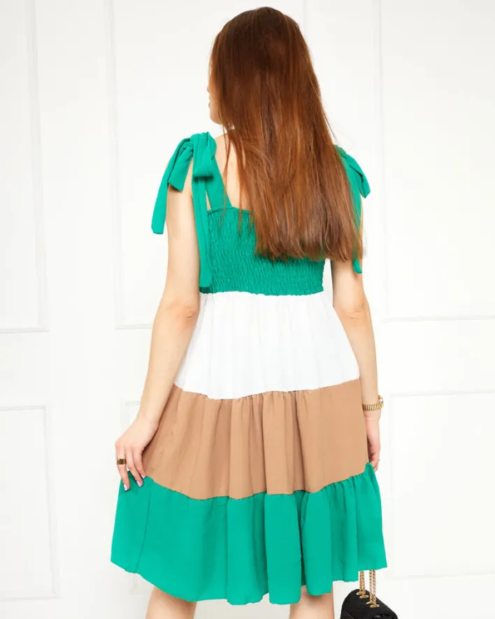 Sukienki Letnie|Sukienki Krótkie^Royalfashion Zielona sukienka damska z wiązanymi ramiączkami - Odzież zielony