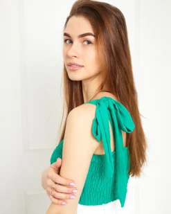 Sukienki Letnie|Sukienki Krótkie^Royalfashion Zielona sukienka damska z wiązanymi ramiączkami - Odzież zielony