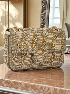 Małe Torebki^Royalfashion Złota Torebka Elegancia Fiori złoty